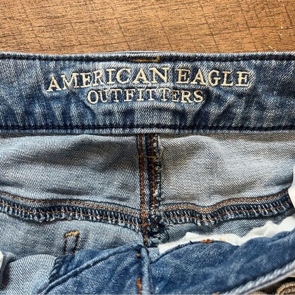 American Eagle Hi Rise Jegging Crop Super Stretch Denim Jeans Size 8 Med Wash - Picture 7 of 9